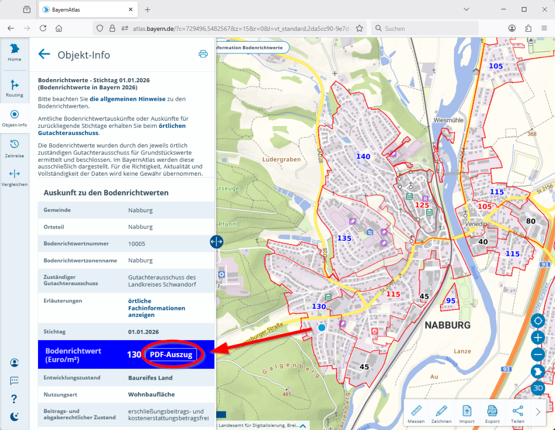 Objekt Info der Bauleitpläne im BayernAtlas