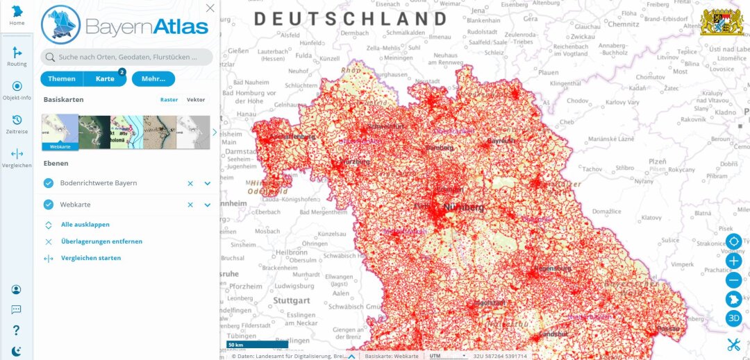 Übersicht BRW im BayernAtlas Übersicht BRW im BayernAtlas